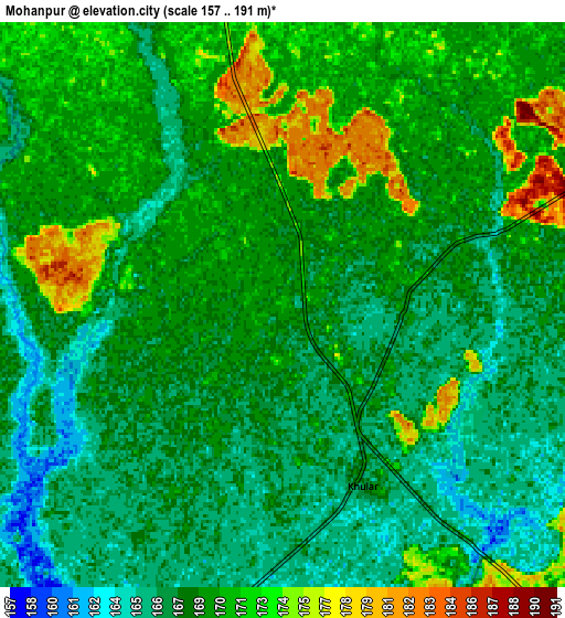 Zoom OUT 2x Mohanpur, India elevation map