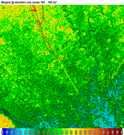 Zoom OUT 2x Mīrganj, India elevation map