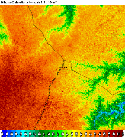 Zoom OUT 2x Mihona, India elevation map