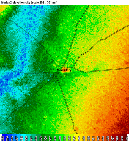 Zoom OUT 2x Merta, India elevation map