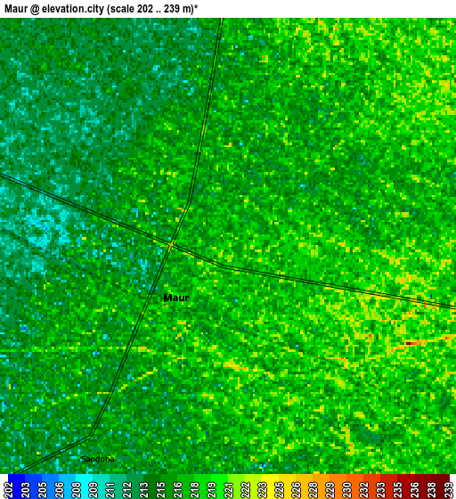 Zoom OUT 2x Maur, India elevation map