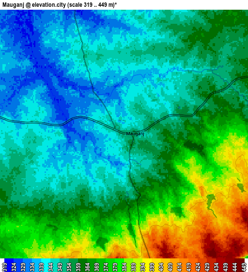 Zoom OUT 2x Mauganj, India elevation map