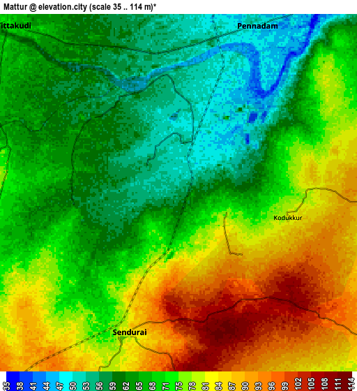 Zoom OUT 2x Māttūr, India elevation map