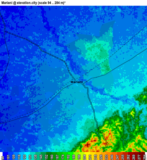 Zoom OUT 2x Mariāni, India elevation map