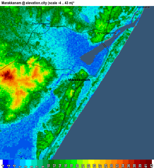 Zoom OUT 2x Marakkanam, India elevation map