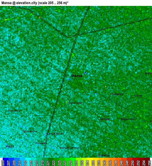 Zoom OUT 2x Mānsa, India elevation map