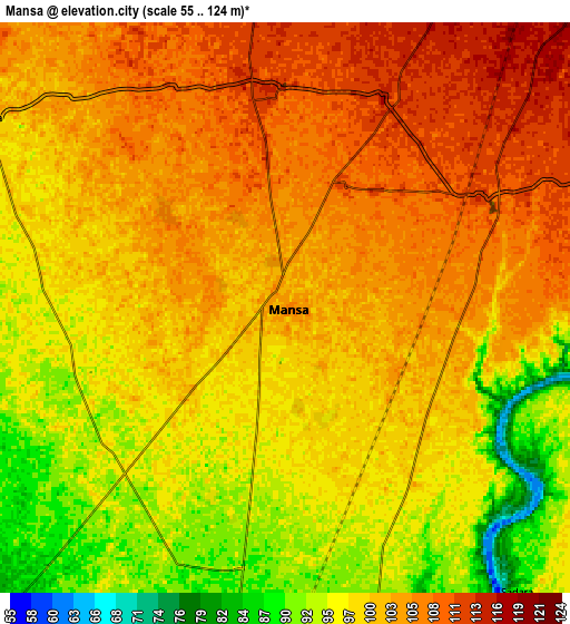 Zoom OUT 2x Mānsa, India elevation map