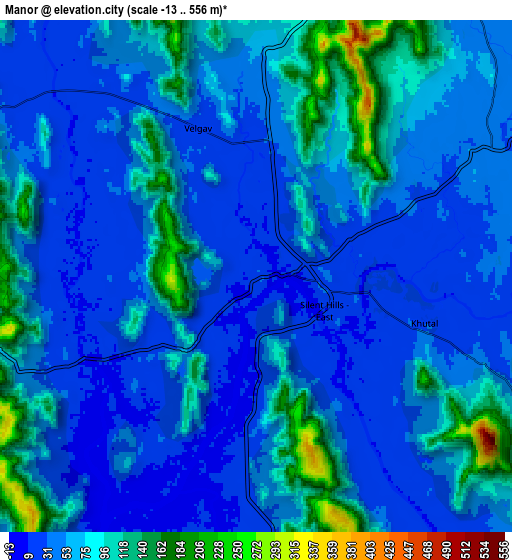 Zoom OUT 2x Manor, India elevation map