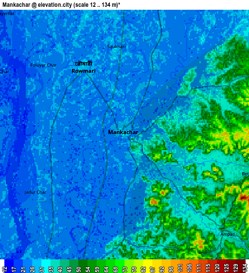 Zoom OUT 2x Mankāchar, India elevation map