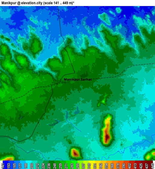 Zoom OUT 2x Mānikpur, India elevation map