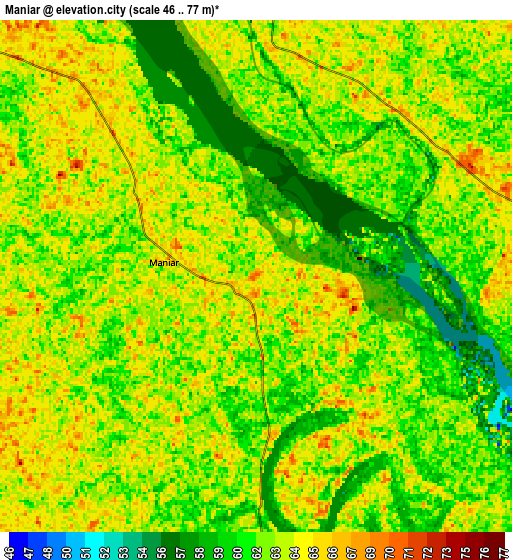 Zoom OUT 2x Maniar, India elevation map