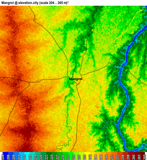 Zoom OUT 2x Māngrol, India elevation map