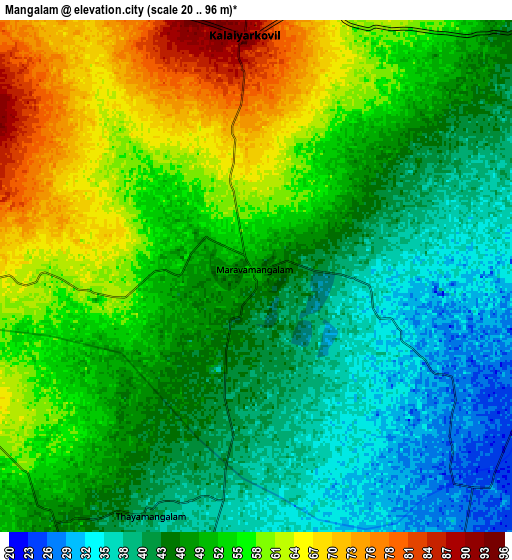 Zoom OUT 2x Mangalam, India elevation map