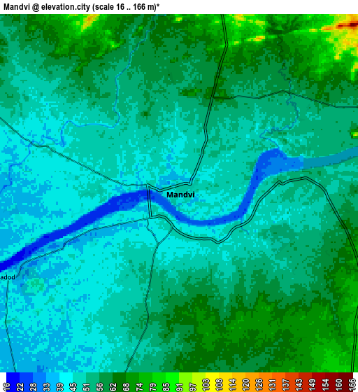 Zoom OUT 2x Māndvi, India elevation map