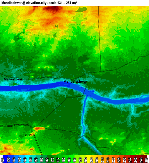 Zoom OUT 2x Māndleshwar, India elevation map