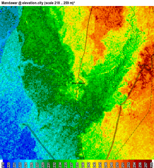 Zoom OUT 2x Mandāwar, India elevation map