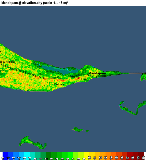 Zoom OUT 2x Mandapam, India elevation map