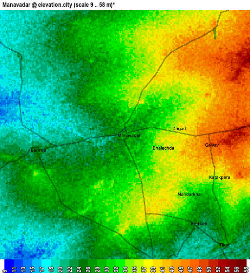 Zoom OUT 2x Mānāvadar, India elevation map