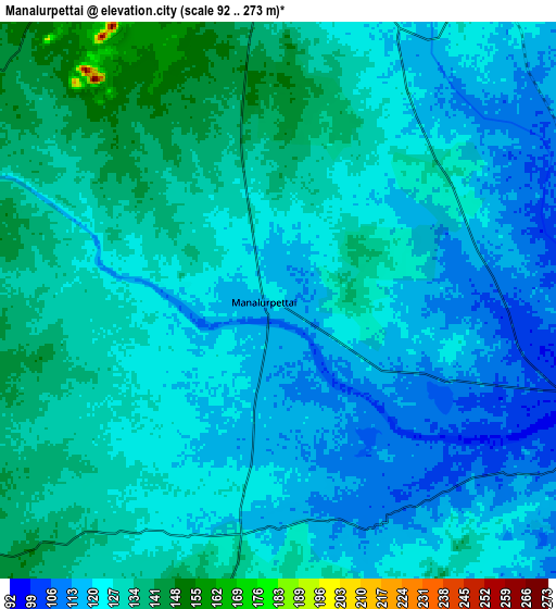 Zoom OUT 2x Manalūrpettai, India elevation map