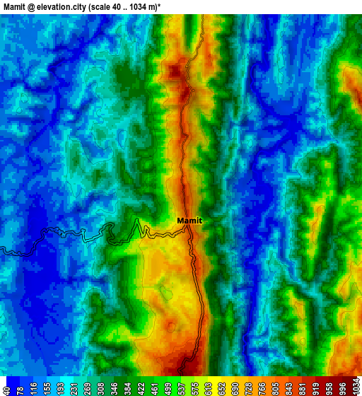 Zoom OUT 2x Mamit, India elevation map