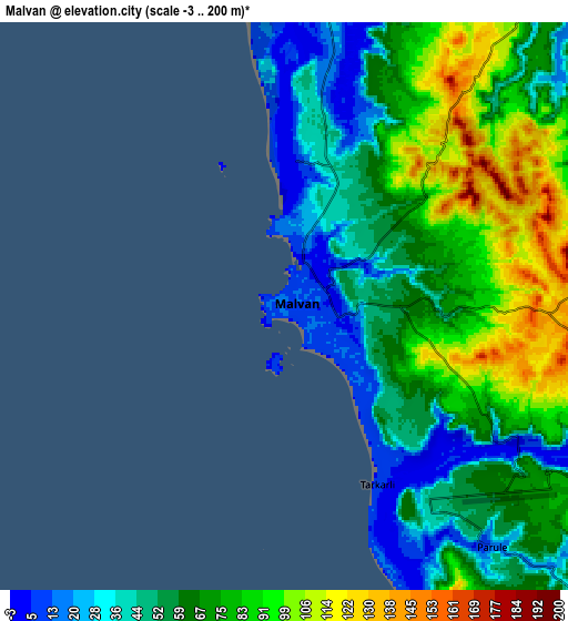 Zoom OUT 2x Mālvan, India elevation map