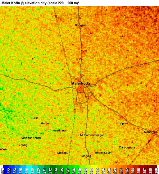 Zoom OUT 2x Māler Kotla, India elevation map