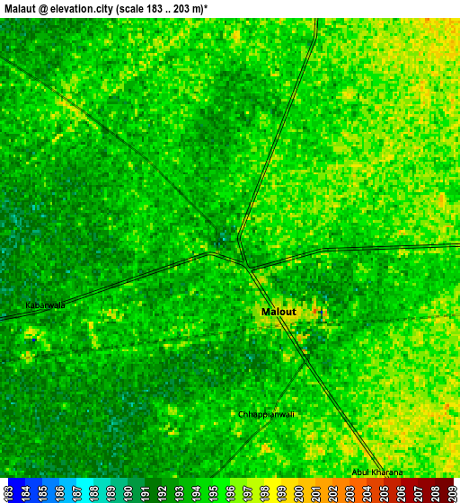 Zoom OUT 2x Malaut, India elevation map