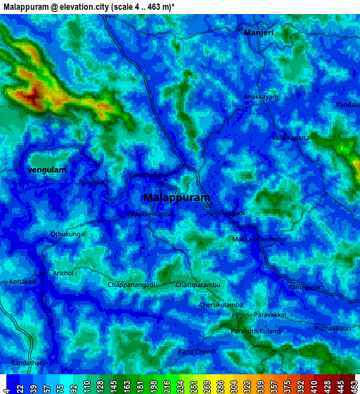 Zoom OUT 2x Malappuram, India elevation map