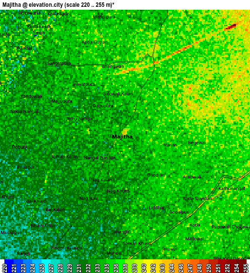 Zoom OUT 2x Majītha, India elevation map