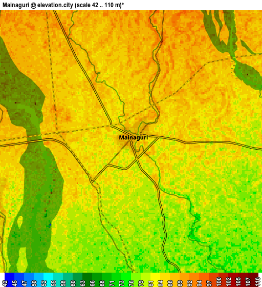 Zoom OUT 2x Maināguri, India elevation map