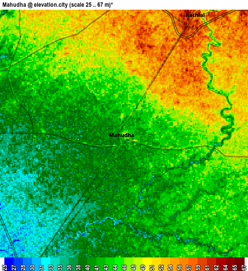 Zoom OUT 2x Mahudha, India elevation map