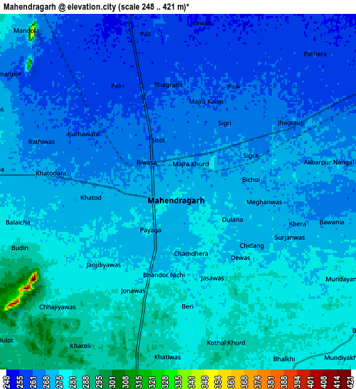 Zoom OUT 2x Mahendragarh, India elevation map