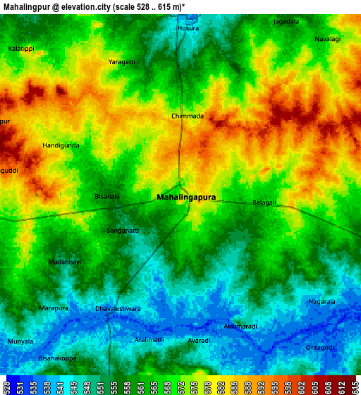 Zoom OUT 2x Mahālingpur, India elevation map