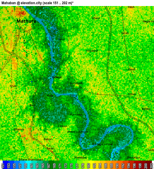 Zoom OUT 2x Mahāban, India elevation map