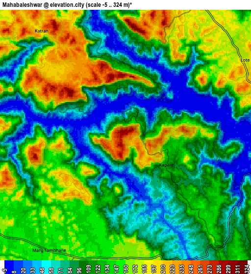 Zoom OUT 2x Mahābaleshwar, India elevation map