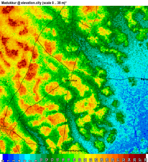 Zoom OUT 2x Madukkūr, India elevation map