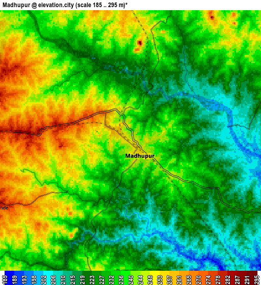 Zoom OUT 2x Madhupur, India elevation map