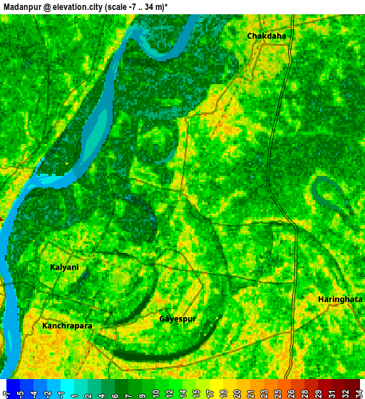 Zoom OUT 2x Madanpur, India elevation map