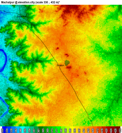 Zoom OUT 2x Māchalpur, India elevation map