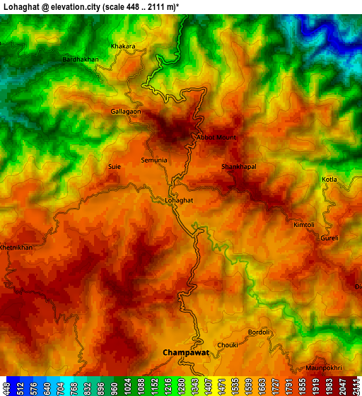 Zoom OUT 2x Lohaghāt, India elevation map