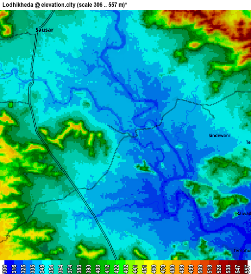 Zoom OUT 2x Lodhīkheda, India elevation map