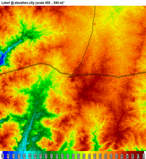 Zoom OUT 2x Leteri, India elevation map