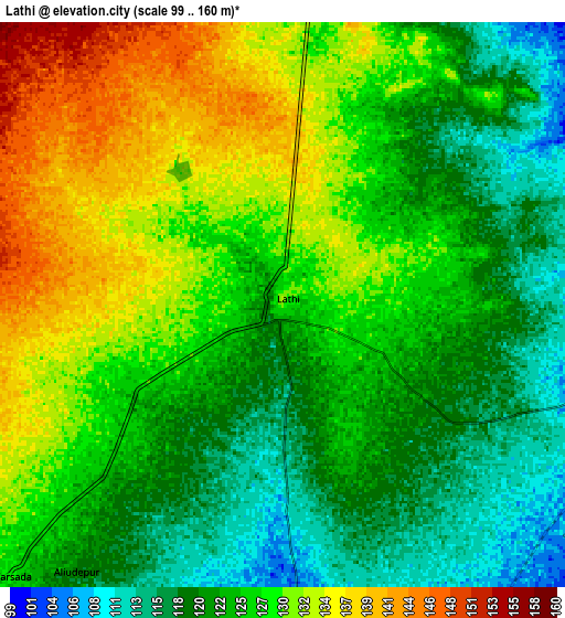 Zoom OUT 2x Lāthi, India elevation map