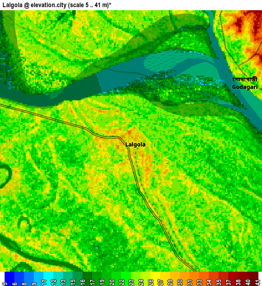 Zoom OUT 2x Lālgola, India elevation map