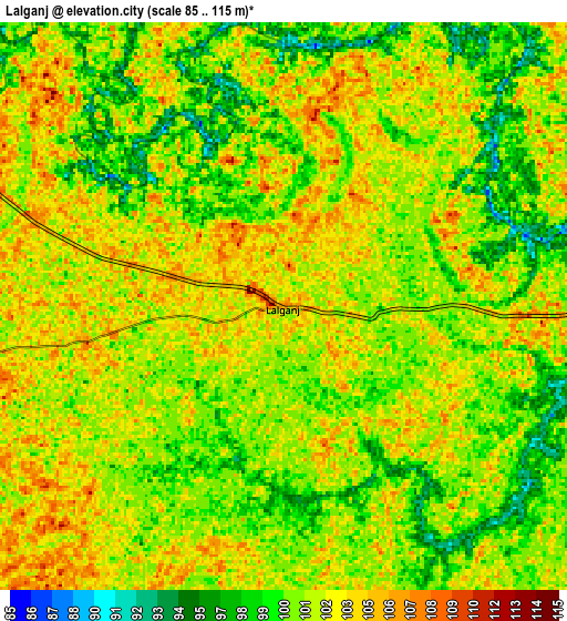 Zoom OUT 2x Lālganj, India elevation map