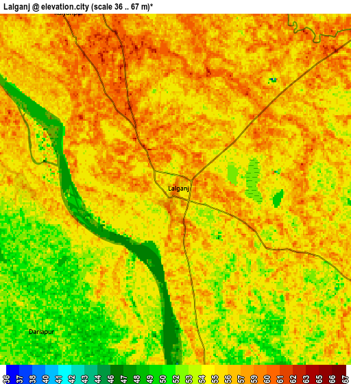 Zoom OUT 2x Lālganj, India elevation map