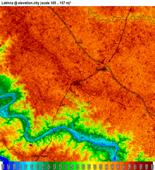 Zoom OUT 2x Lakhnā, India elevation map