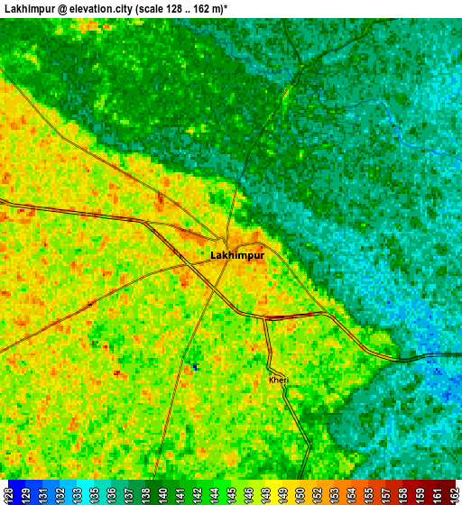 Zoom OUT 2x Lakhīmpur, India elevation map