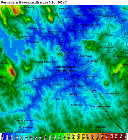 Zoom OUT 2x Kushālnagar, India elevation map