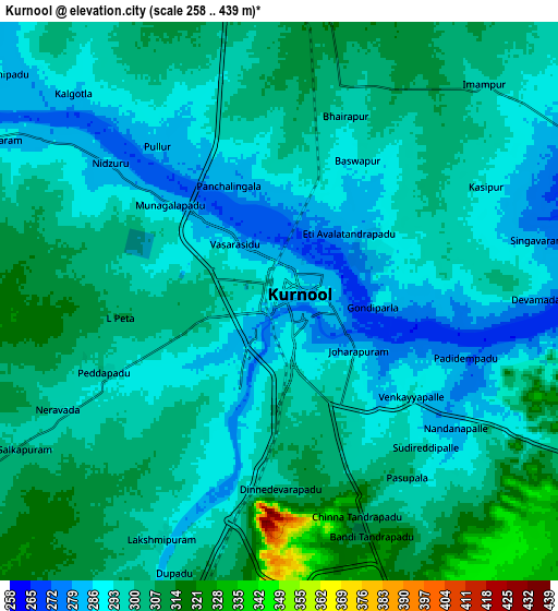 Zoom OUT 2x Kurnool, India elevation map